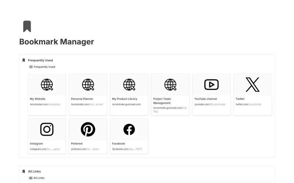 Bookmark Manager Notion Template