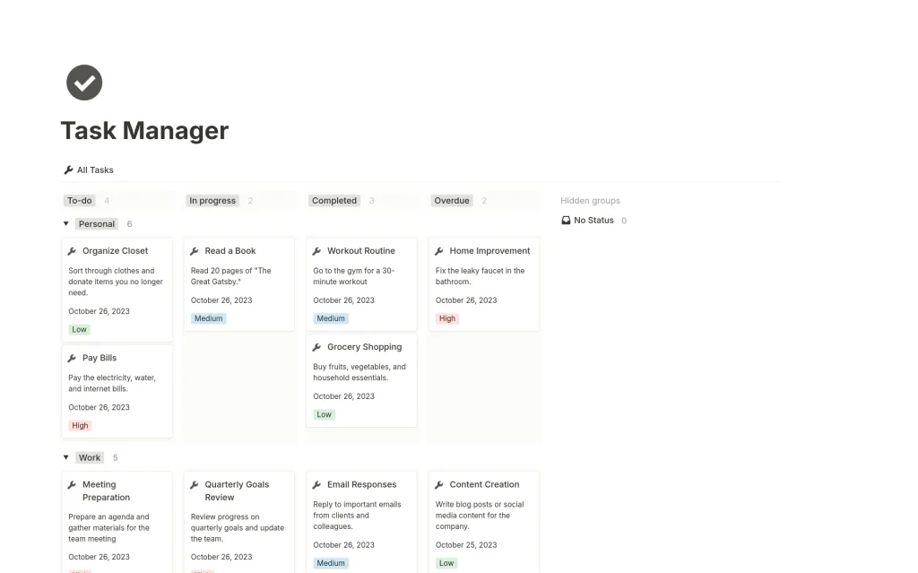 Task Manager Notion Template