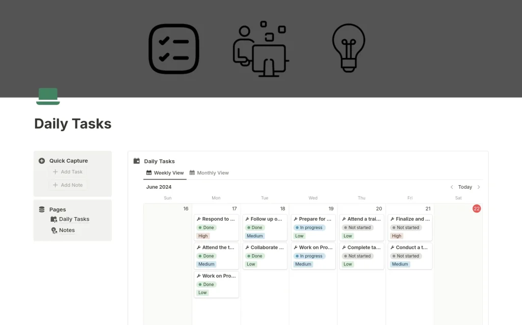 Daily Tasks Notion Template